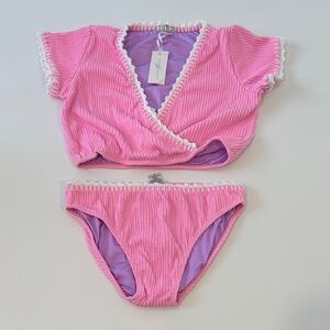 Planet Sea Two-Piece‎ Cap Sleeve Swimsuit with Crochet Detail
